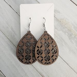 Long Big Wooden Earrings, Wooden Earrings